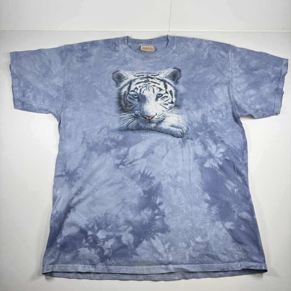 The Mountain White Tiger Cub T Shirt Mens XXL Blue Tie Dye Graphic USA 2008